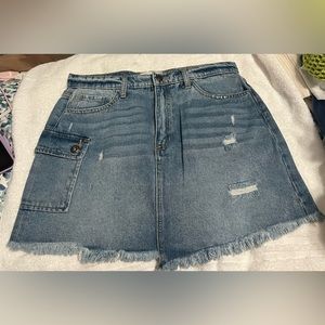 Denim cargo skirt